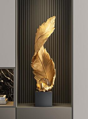 羽毛艺术入口大厅装饰饰品无障碍豪华高端客厅电视柜办公室落地式