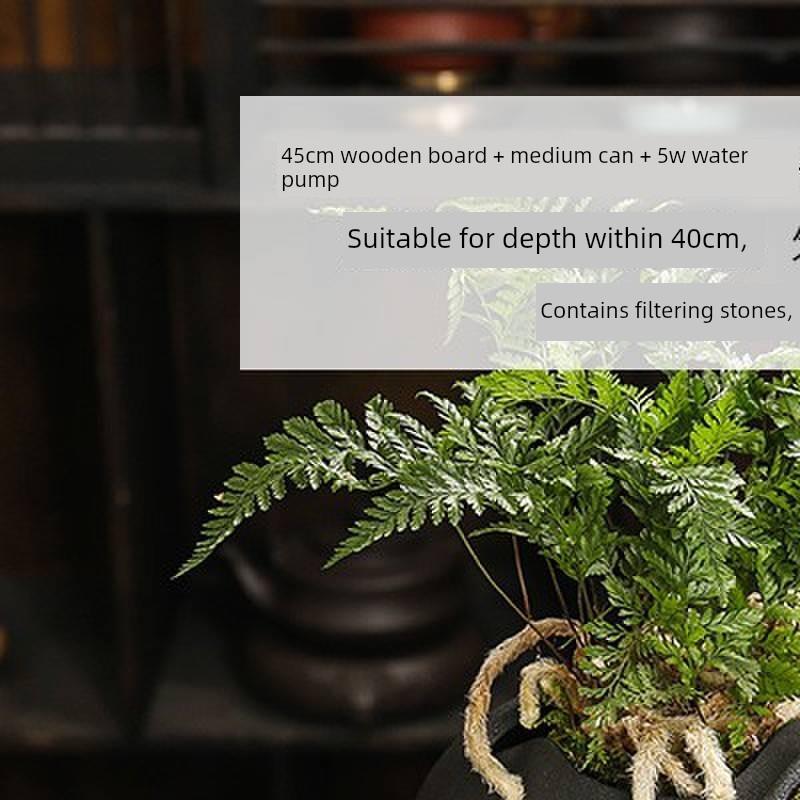 生态缸古法鱼缸陶瓷罐开口循环流水配件庭院花园造景循环过滤摆件