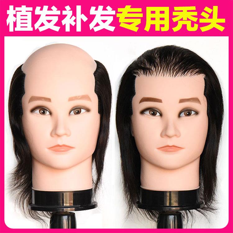 美发人头模型真发 男女秃顶秃头半秃修剪烫染 织发补发用模特头假