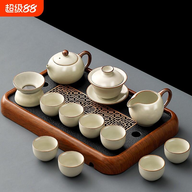 唐丰汝窑功夫茶具套装家用高档陶瓷茶杯茶盘喝茶茶具2026新款泡茶