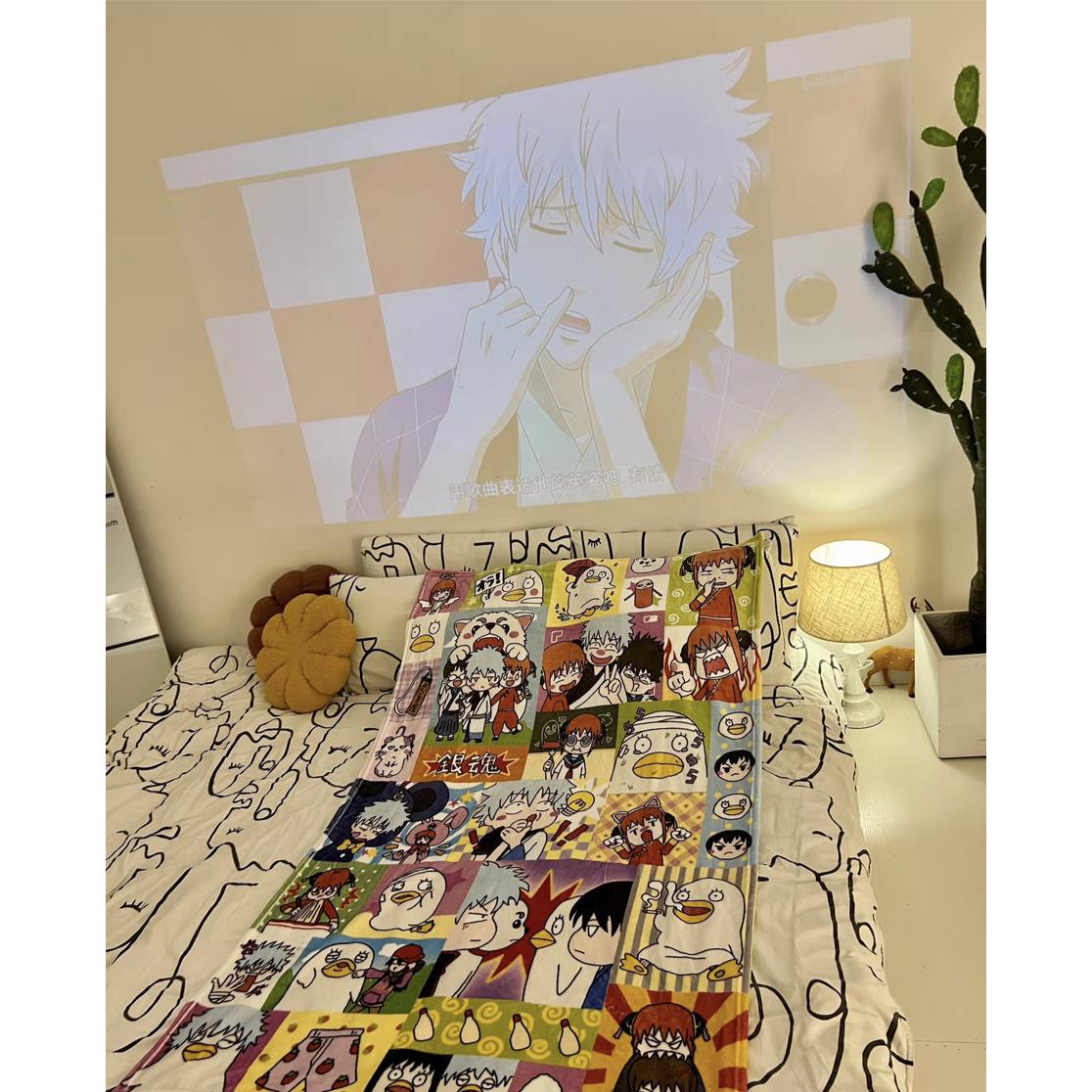 银魂周边毛毯空调毯二次元动漫学生宿舍午睡毯子法兰绒毛毯
