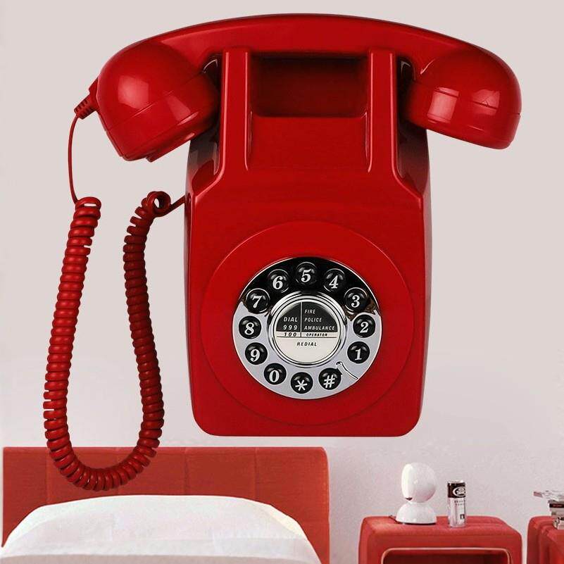 欧式复古电话机家用仿古时尚创意老式旋转拨号盘壁挂有绳固定电话
