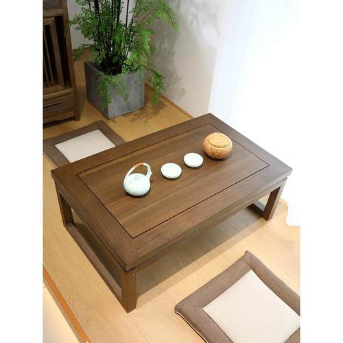 麦舍实木榻榻米桌子阳台小茶几飘窗小桌子日式矮桌老榆木榫卯炕桌