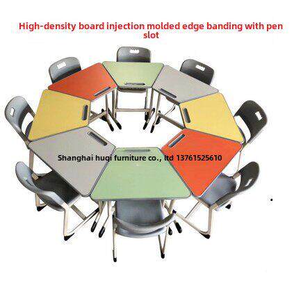 学校智慧与心理咨询制作教室课桌梯形组合拼接六边形培训机构桌椅
