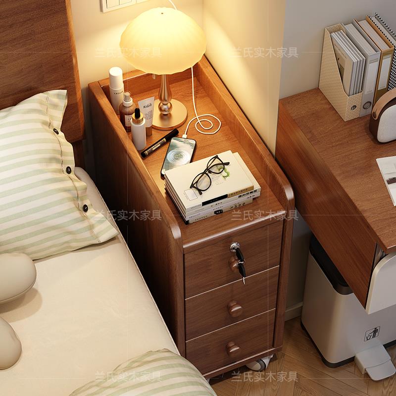 实木床头柜可移动2025新款极窄小型超窄20cm30公分床边夹缝收纳柜