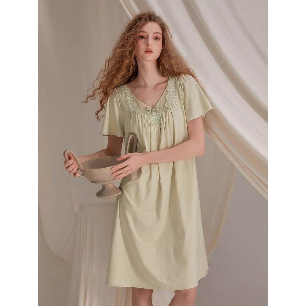 陈曦法式公主风甜美莫代尔棉质短袖睡衣女式薄睡衣家装夏装