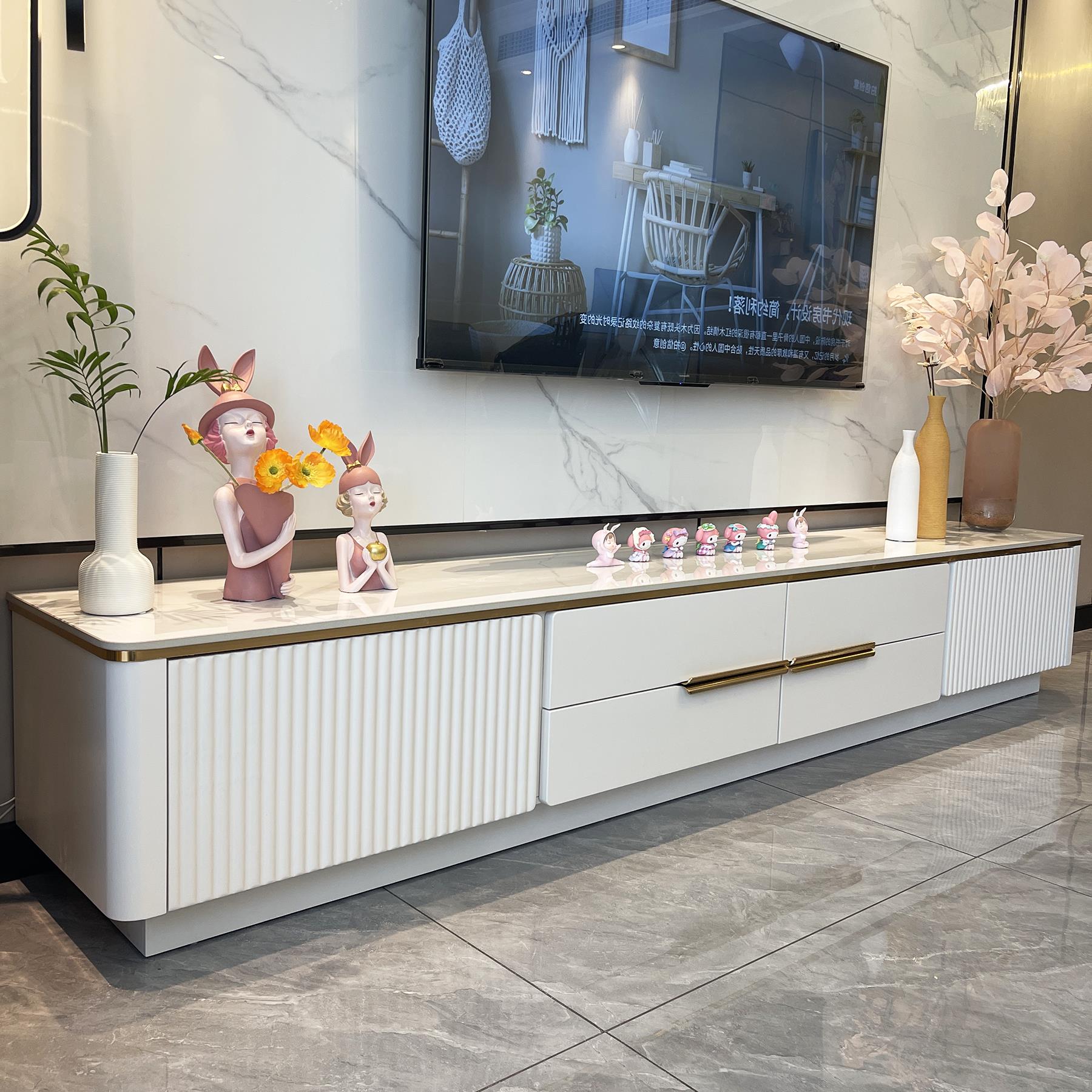 2025新款电视柜客厅家用茶几落地现代简约实木轻奢风家具岩板烤漆