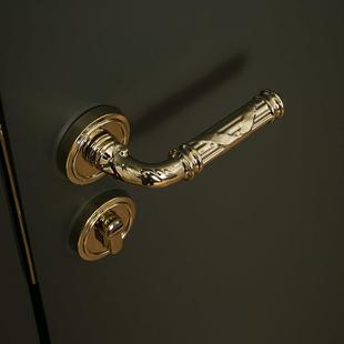 INDOORS飘带系法式金色卧室门锁复古简欧轻奢静音家用锁房门把手