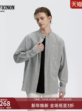 CHEVIGNON法国尚飞扬 新款棉弹简约舒适衬衫男装休闲长袖上衣外套