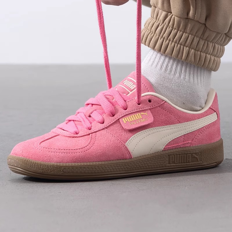 PUMA彪马粉色休闲鞋女鞋2025春翻毛皮T头鞋复古休闲鞋396463
