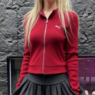 PUMA彪马官方马年新年款纯棉修身针织衫女冬季运动卫衣 636173-27