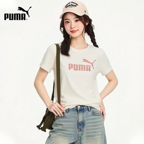 PUMA彪马夏季新款休闲舒适运动透气女款修身圆领短袖T恤694455-87