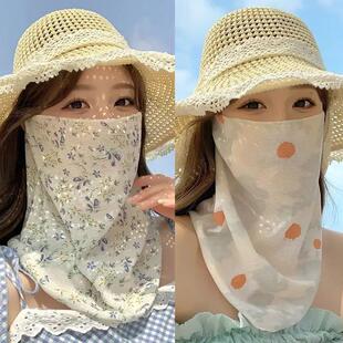 夏季全脸面罩女开车骑行透气薄款百搭围脖面纱护颈脖套B