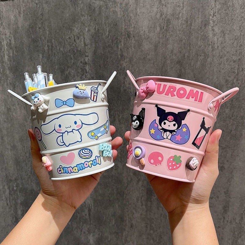 高颜值ins美式复古笔筒小众高级铁艺小桶桌面办公文具化妆刷收纳