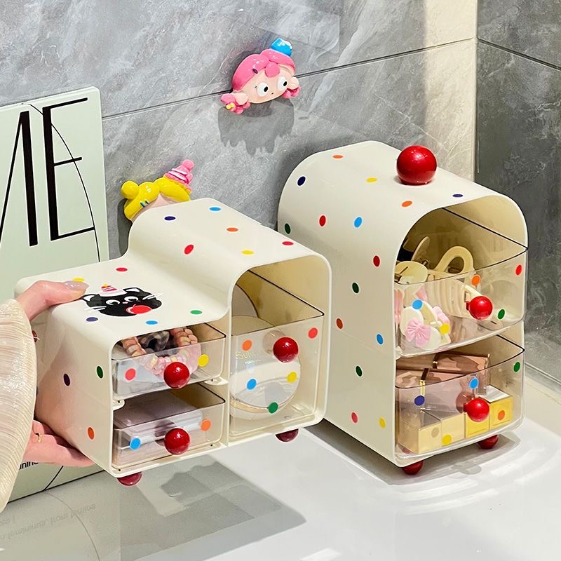 少女心桌面首饰杂物头绳多功能化妆品收纳盒抽屉式茶包置物架多层