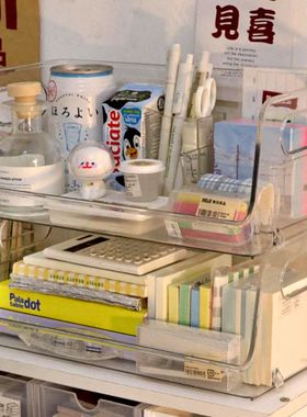 inst型透明收纳盒可叠加桌面整理化妆品杂物收纳筐亚克力置物架z