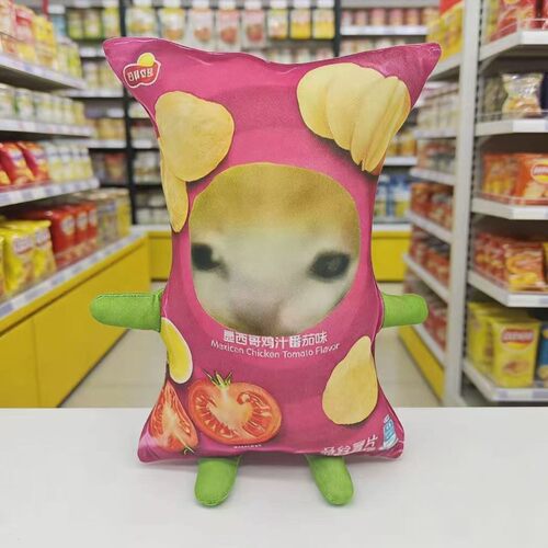 薯片猫meme抽象无白边抱枕摆件生日礼物男女闺蜜好物玩偶