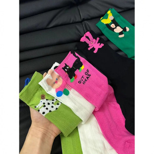 设计小众款 夏季 潮袜卡通薄款 搞怪个性 中筒透气袜 袜子女韩版