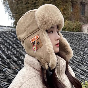 帽子男女冬季保暖护耳雷锋防风骑车加绒加厚防寒户外东北帽潮S