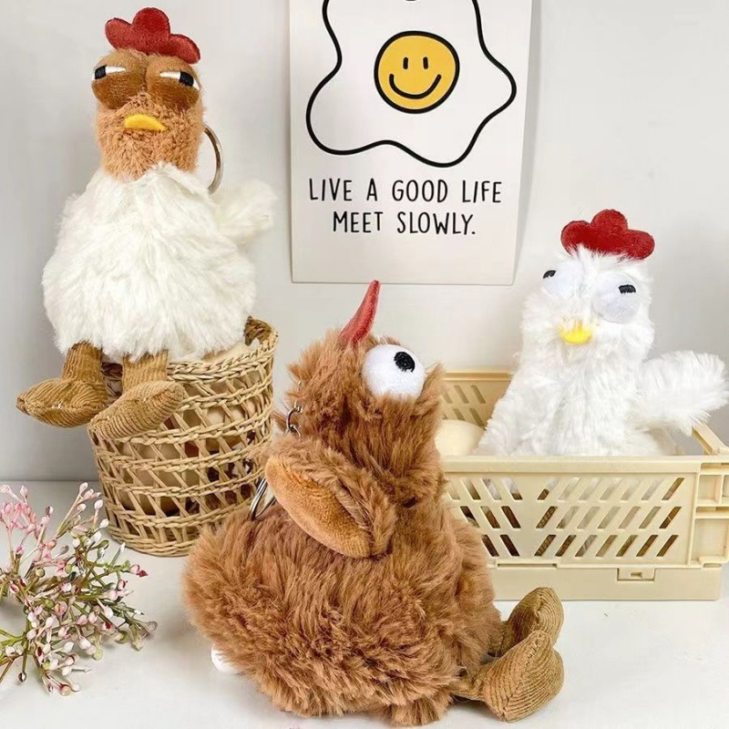 下蛋咯咯鸡卡通玩偶情侣背包挂件