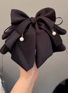 韩国东大门黑色蝴蝶结马尾抓夹女后脑勺盘发丸子头抓夹高级感发饰