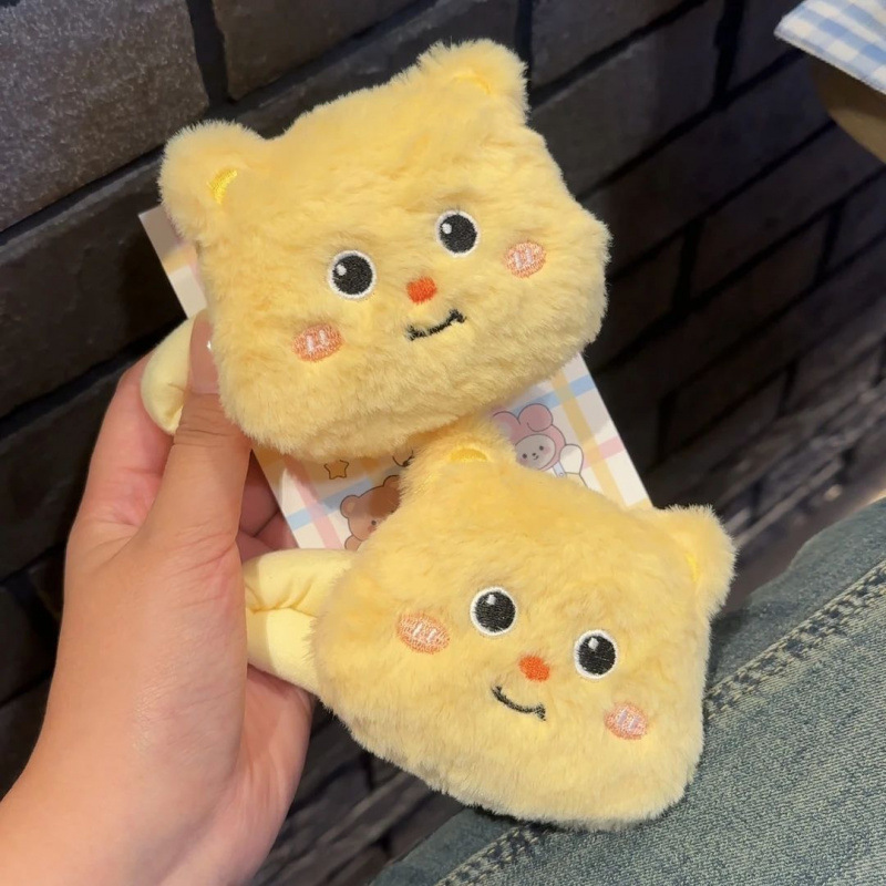 卡通毛绒黄油小熊发夹可爱风甜妹