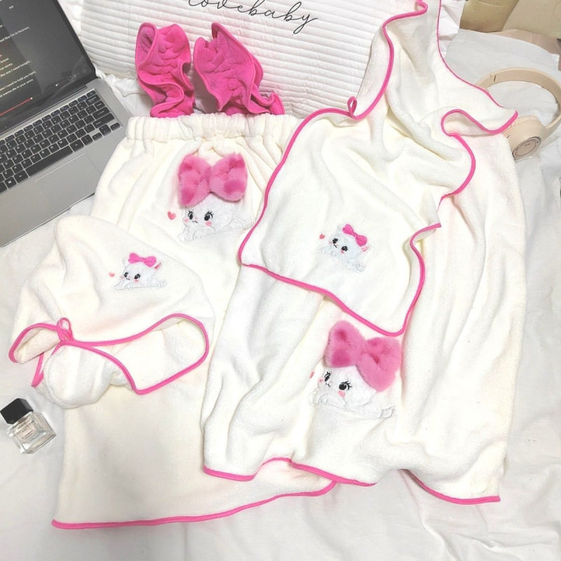 可爱粉蝴蝶结可穿浴巾毛巾干发帽柔软吸水速干浴裙家用宿舍毛巾J,婴童用品,浴巾,淘宝优惠券,粉丝福利购,淘宝优惠卷