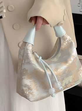 新中式国风手拎腋下包包女士2026夏季刺绣质感单肩斜挎包C1