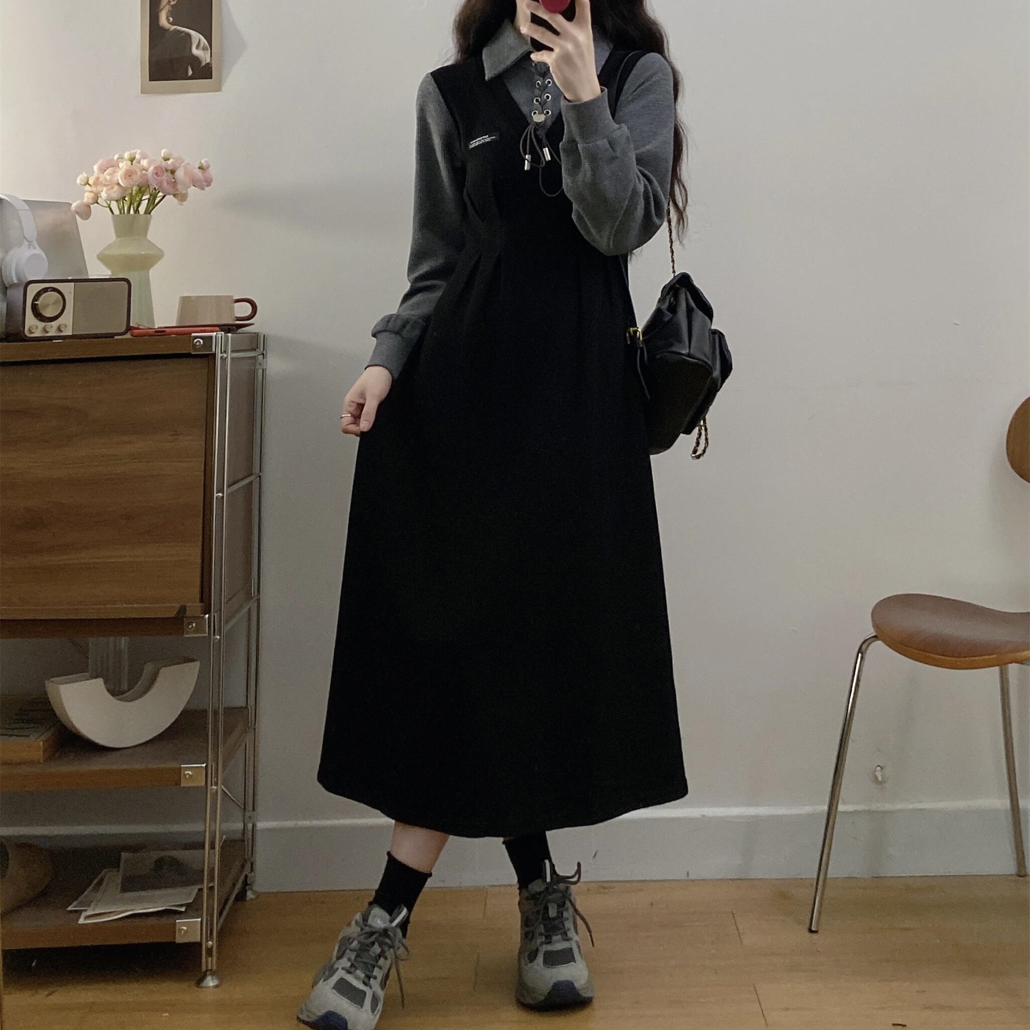 大尺码早春季黑色加厚针织