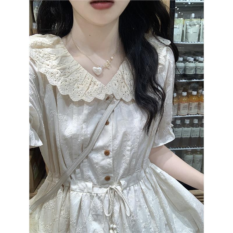 娃领蕾丝边奶甜风仙女桔梗