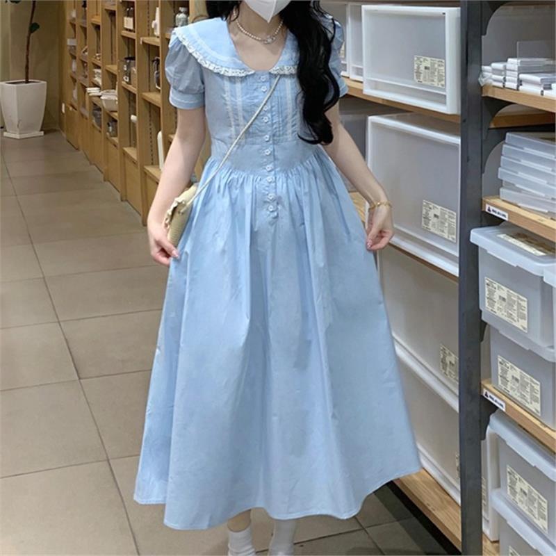 高级感法式娃领连衣裙女小