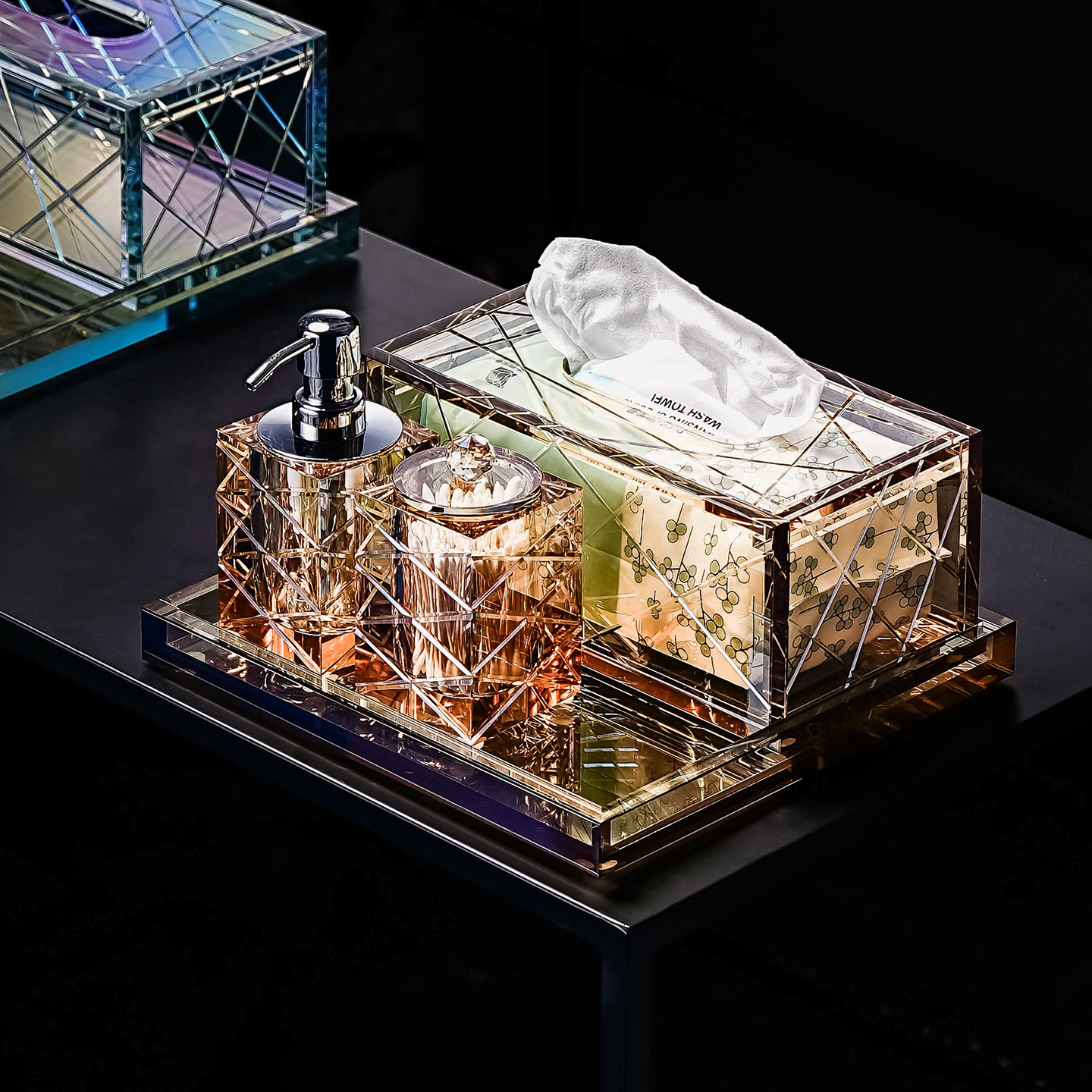 奢华水晶玻璃纸巾盒家用纸巾架