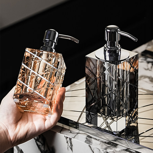 高端刻线洗手液瓶酒店样板房会所水晶玻璃乳液瓶水乳分装瓶轻奢感