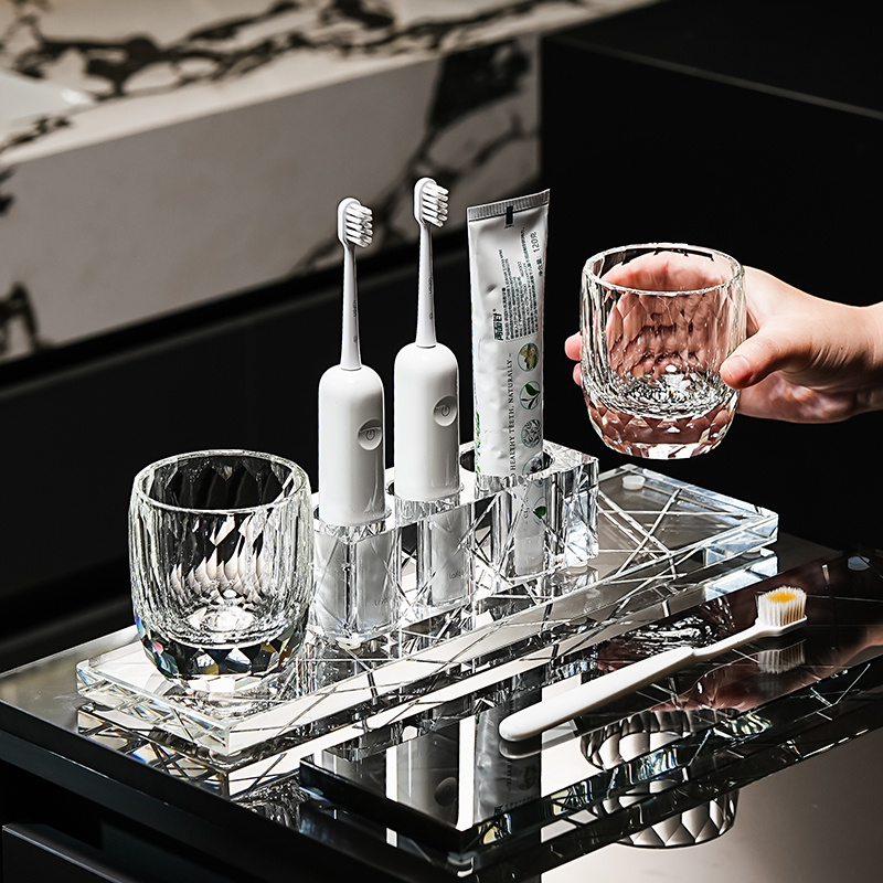 摩登加法洗漱台水晶牙刷置物架