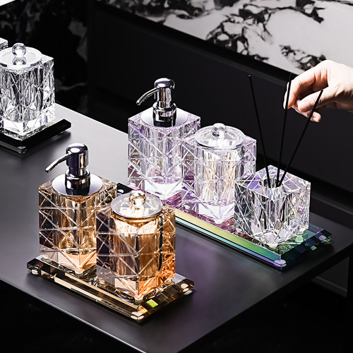 高级感水晶玻璃乳液瓶卫生间收纳