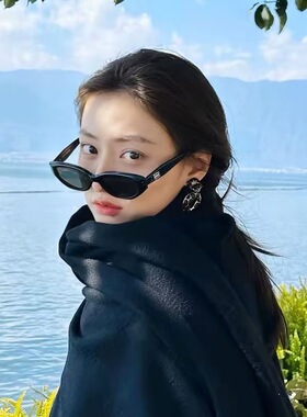 复古猫眼偏光太阳镜女高级感气质 防紫外线UV400开车遮阳黑框墨镜
