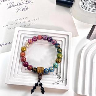 北京正宗大漆手工檀木手串 彩色十全与黑金色老型 佛珠法物流通处