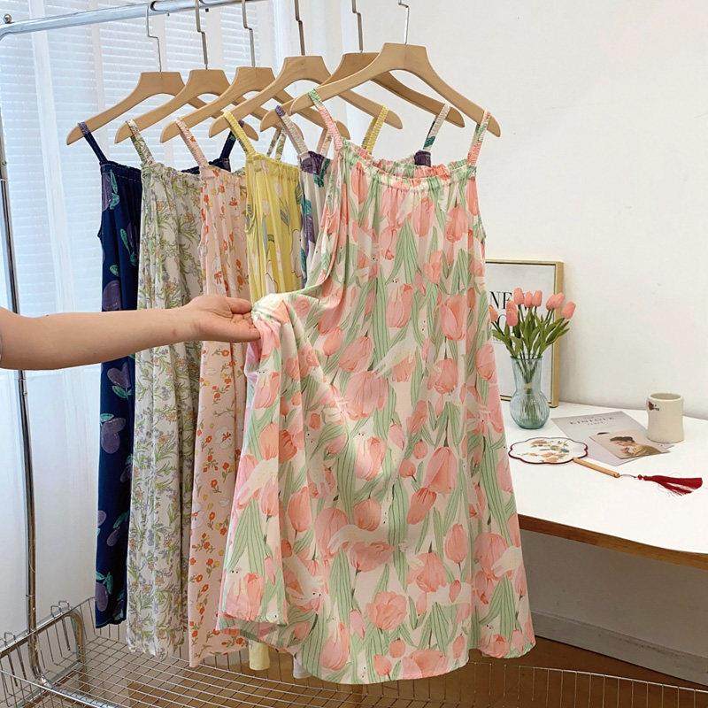 人造棉睡裙女夏季绵绸薄款吊带可爱睡衣碎花卡通家居服大摆太阳裙,女士内衣/男士内衣/家居服,睡裙,淘宝优惠券,粉丝福利购,淘宝优惠卷