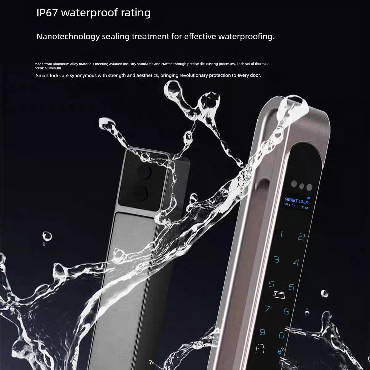 凯奢曼断桥铝指纹锁铝合金户外防水肯德基平开推拉平移门密码锁