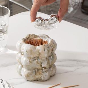 轻奢ins陶瓷牙签筒客厅桌面创意家用欧式 高档牙线筒棉签罐收纳盒