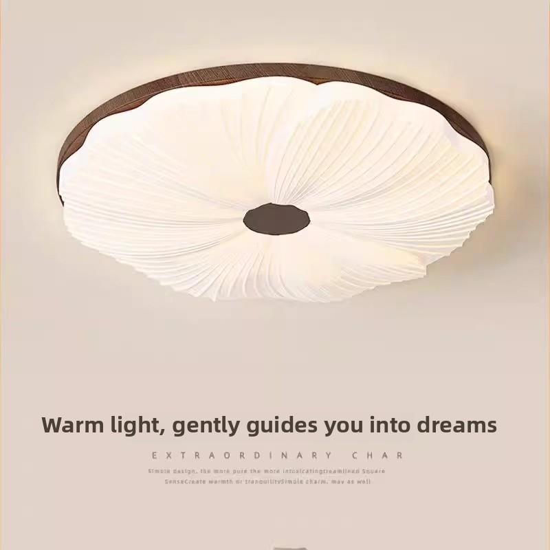 卧室吸顶灯简单的中世纪风格覆古圆形胡桃花主卧室灯Wabi-Sabi风