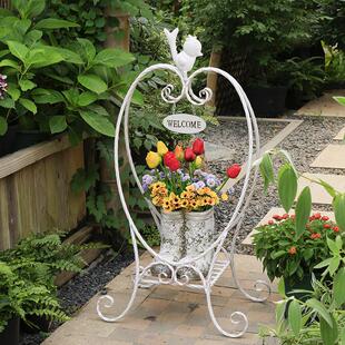 欧式覆古铁艺小鸟花盆架户外庭院阳台小爬藤山乌龟支架落地式花架