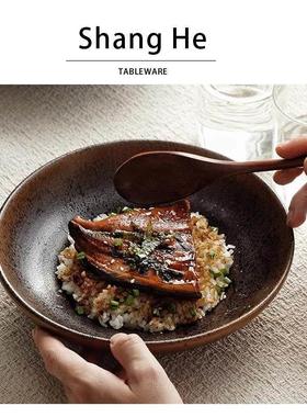 SHANGHE覆古陶瓷碗餐厅商用餐具北欧风深碗面碗家用创意餐碗菜碗