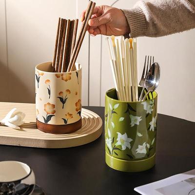 舍里法式筷子收纳盒2025新款家用筷子筒沥水防霉陶瓷筷子篓筷子桶