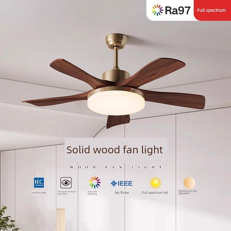 新中式古色古香胡桃色吊扇灯全铜高档扇吊灯客厅灯餐厅卧室灯