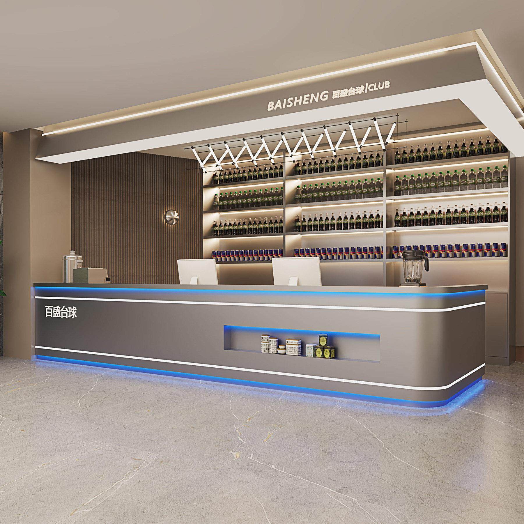 工业风台球室前台网咖俱乐部游戏厅吧台带转角L型收银柜台成品定