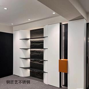 不锈钢层板隔板置物架定制金属钢板柜展示柜电视背景柜开放格柜子