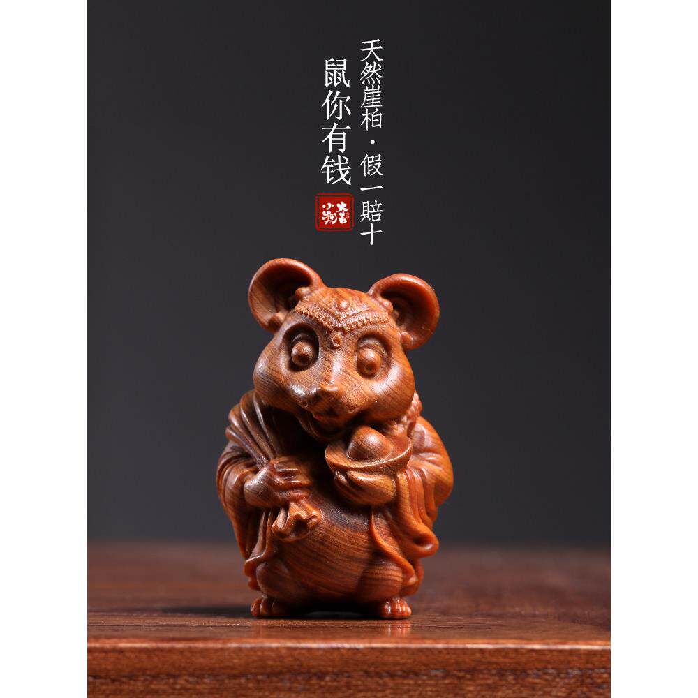采购产品天然的实木雕刻吸引财富和财富，你有钱，创意桌面装饰品