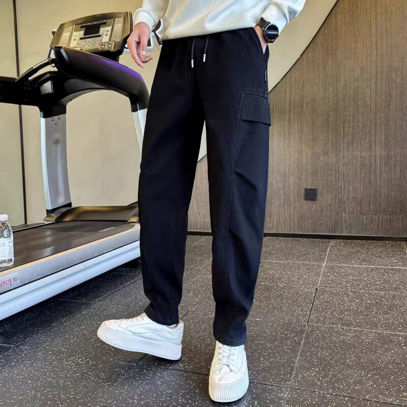 工装裤男春秋季复古潮牌宽松多口袋休闲百搭束脚裤男士运动长裤子