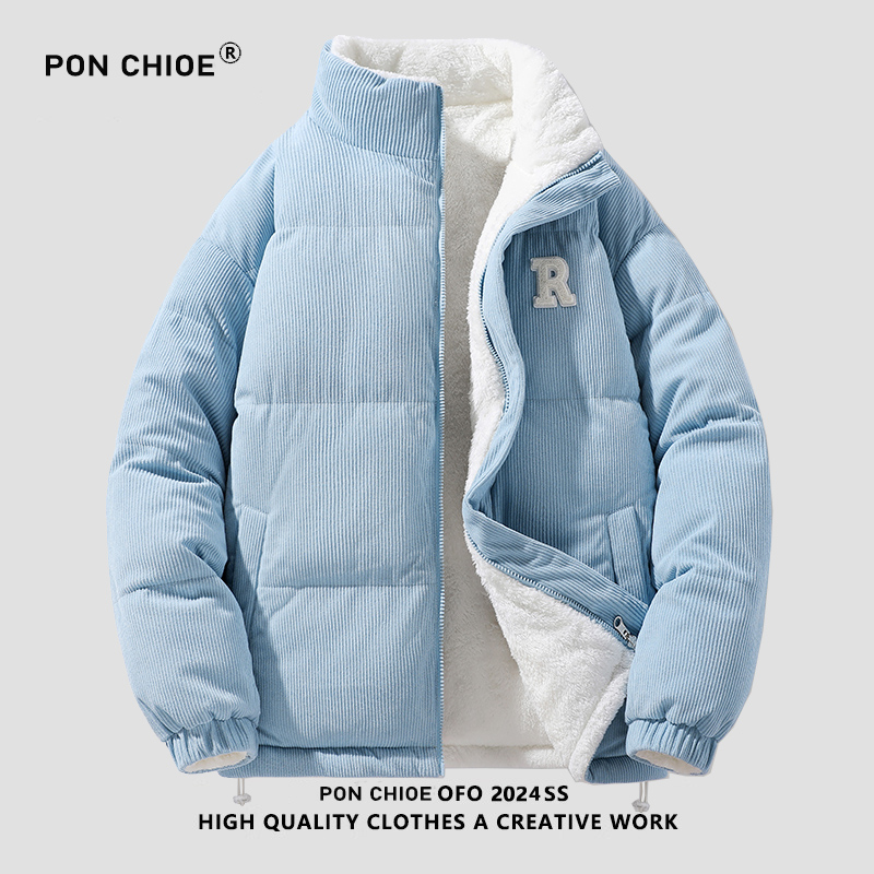 羽绒服冬季2024新款双面穿羊羔绒棉袄棉衣外套男女同款情侣装加厚